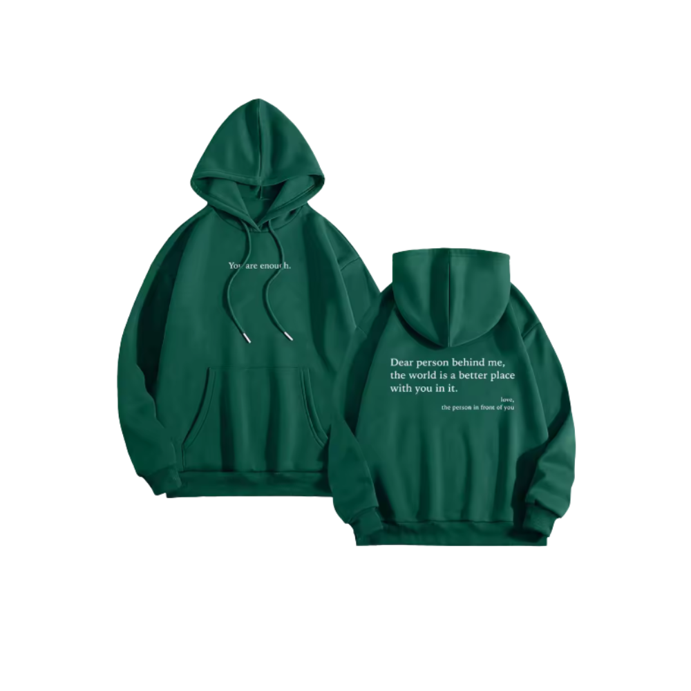 Sudadera holgada con capucha para mujeres -Verde oscuro - Ozerty