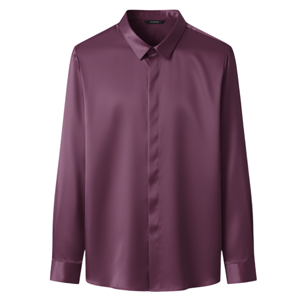 Polo de seda para hombre sin arrugas -Vino - Ozerty