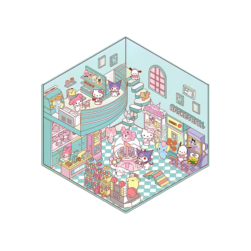 Pegatinas pastel de escenas 3D -Casa verde - Ozerty