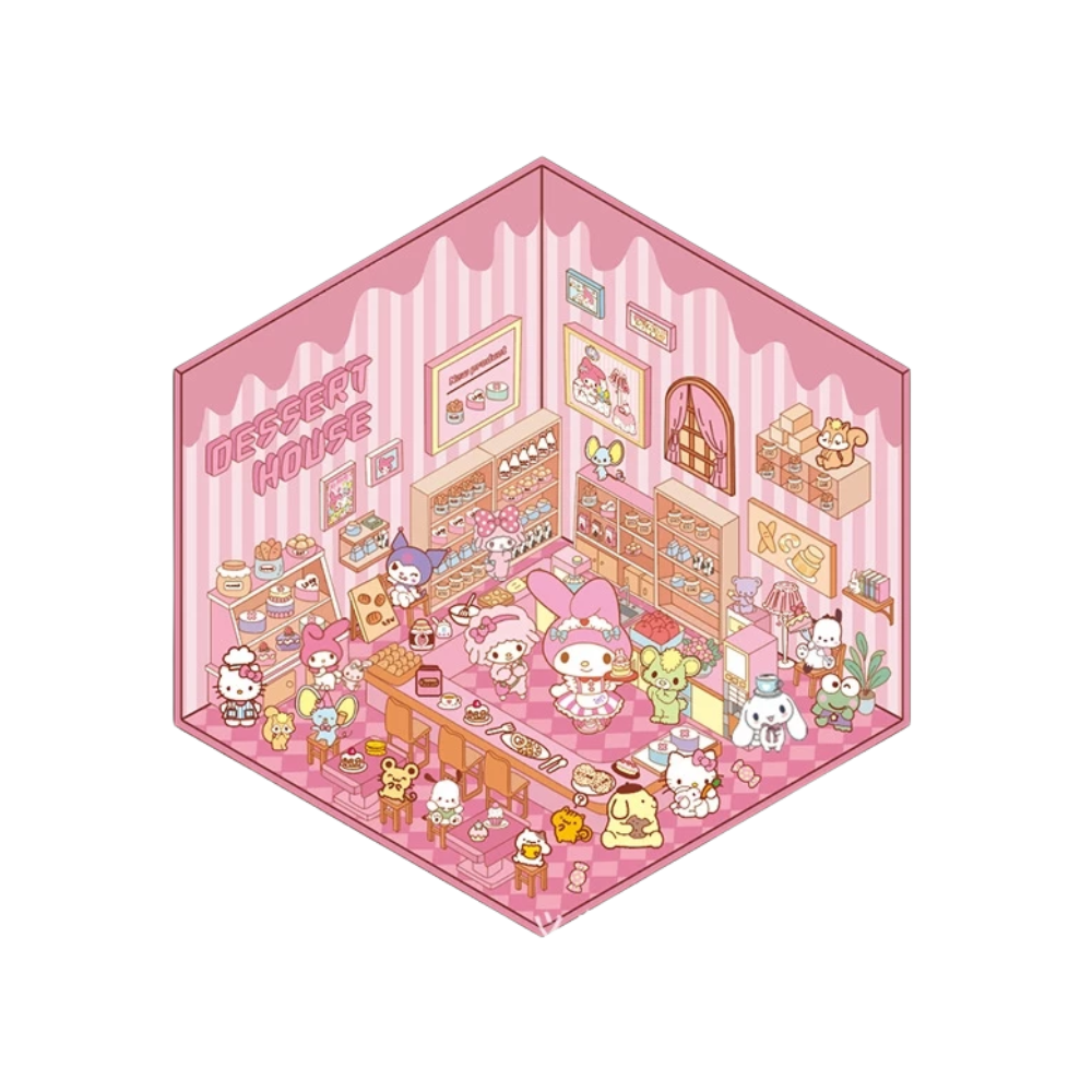 Pegatinas pastel de escenas 3D -Casa Rosa - Ozerty