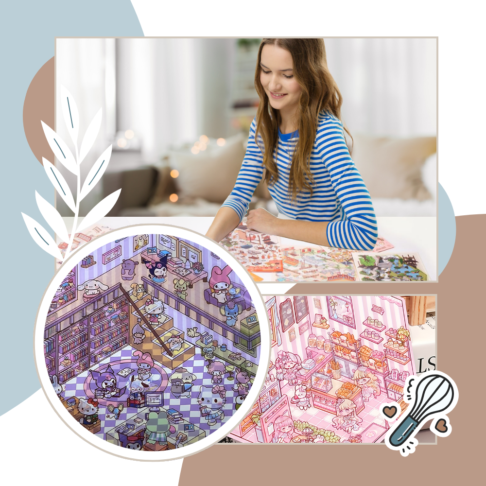 Pegatinas pastel de escenas 3D - Ozerty