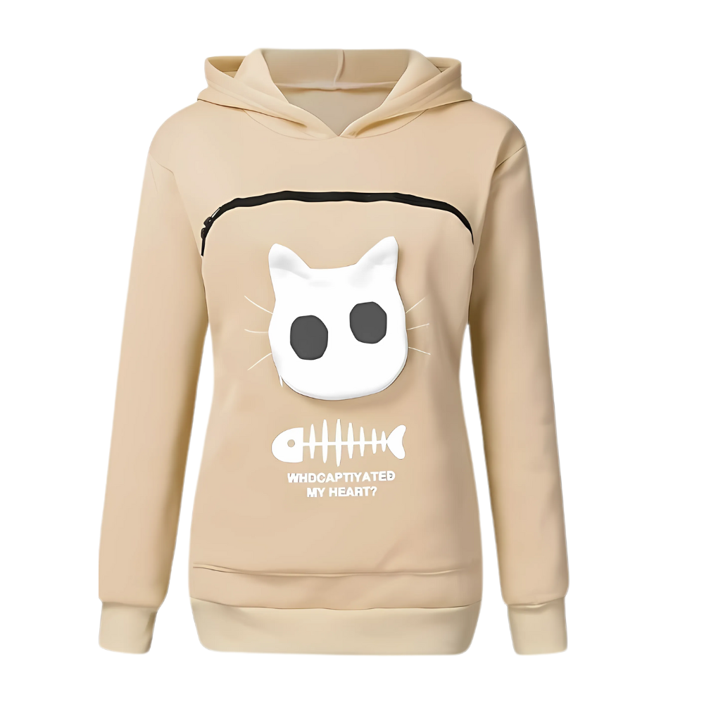 Sudadera con compartimento porta mascotas -Beige - Ozerty