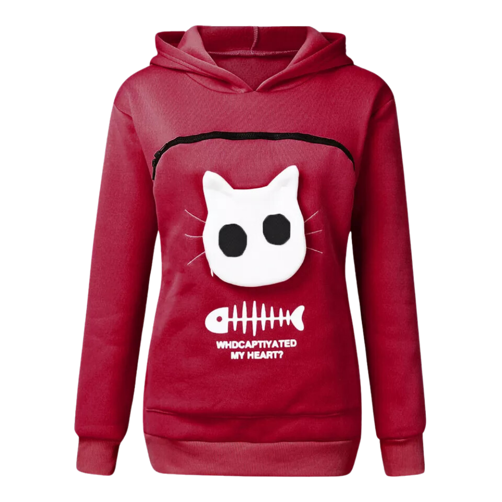 Sudadera con compartimento porta mascotas -Rojo oscuro - Ozerty