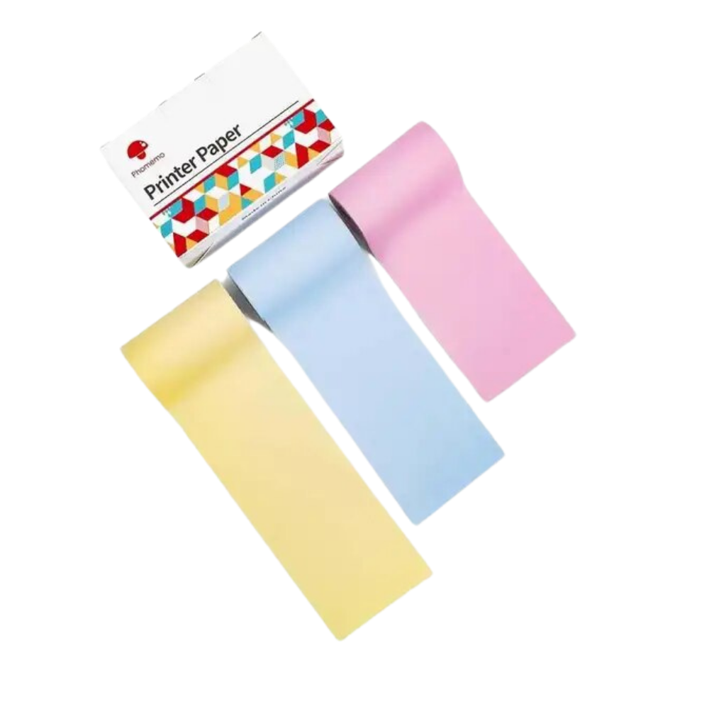 Impresora de pegatinas sin tinta Phomemo
-3 Rollos de colores - Ozerty