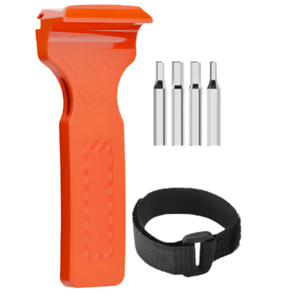 Herramienta portátil para neumáticos de bicicleta -Naranja + 4 puntas y velcro - Ozerty