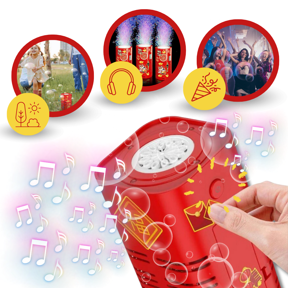 Máquina de burbujas y fuegos artificiales recargable
- Ozerty