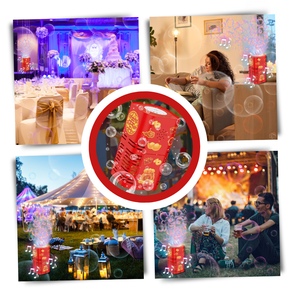 Máquina de burbujas y fuegos artificiales recargable
- Ozerty