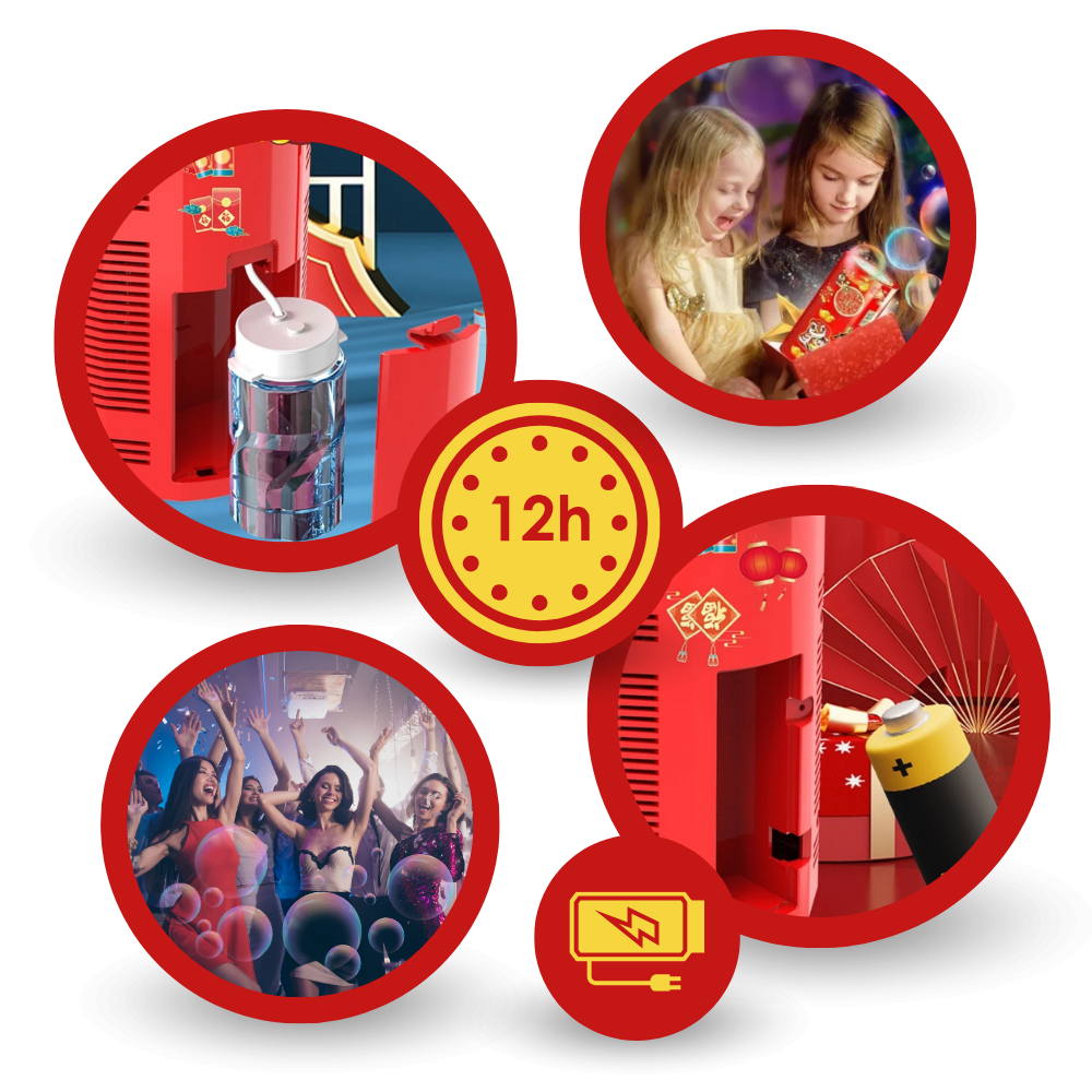 Máquina de burbujas y fuegos artificiales recargable
- Ozerty