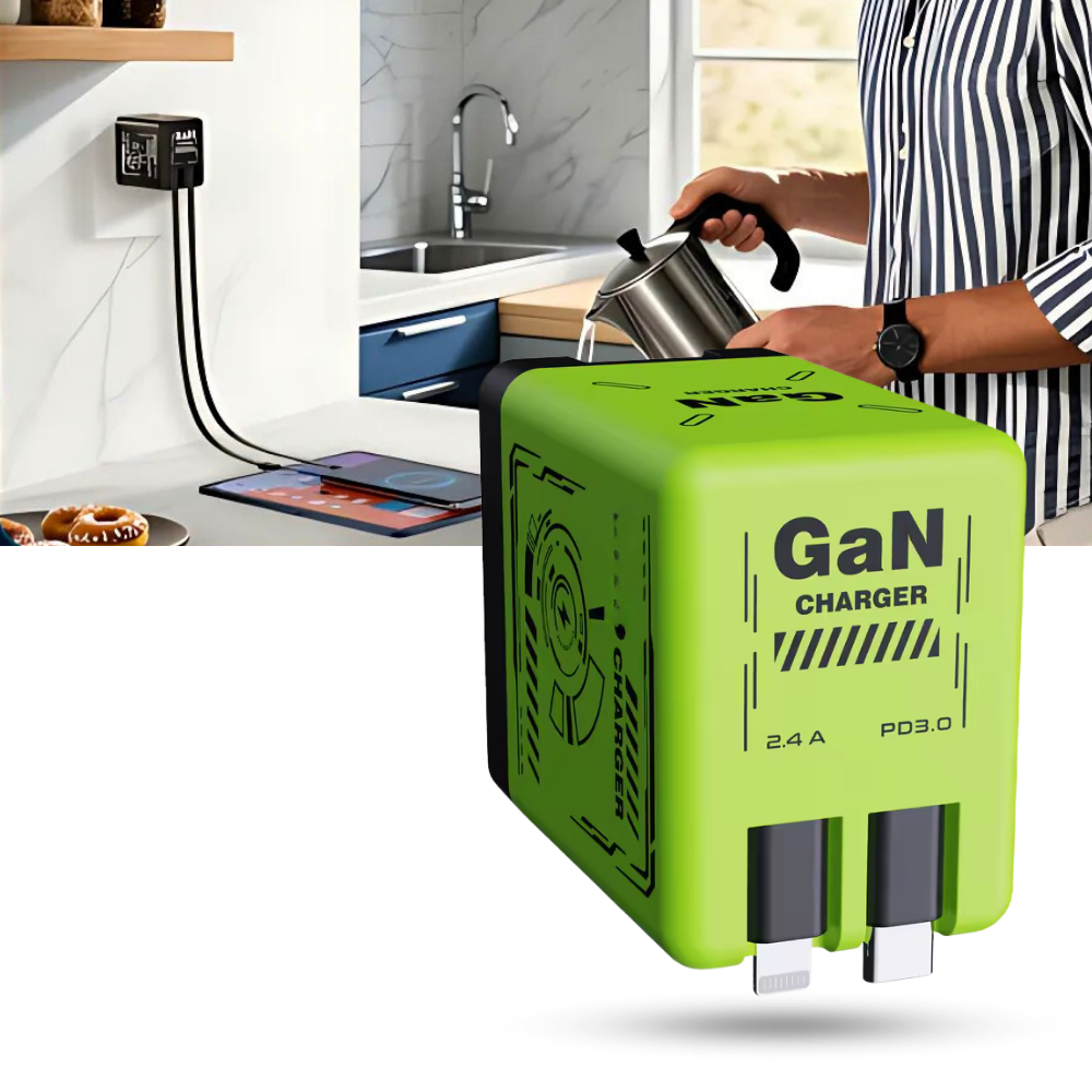 Cargador dual con cable retráctil - Ozerty