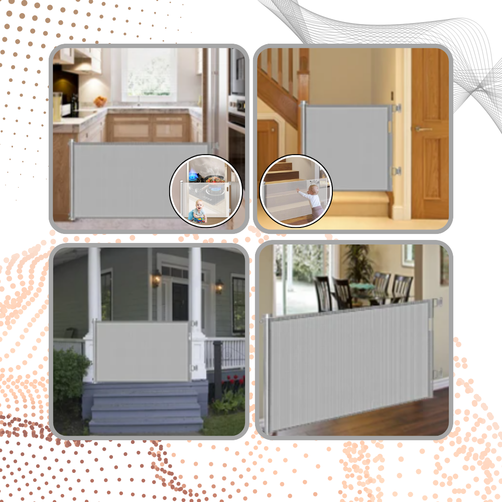 Puerta de malla retráctil y resistente para mascotas y bebés
- Ozerty