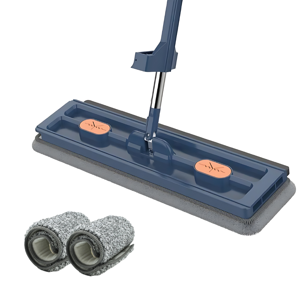 Set de fregona plana autoenrollable con cubo