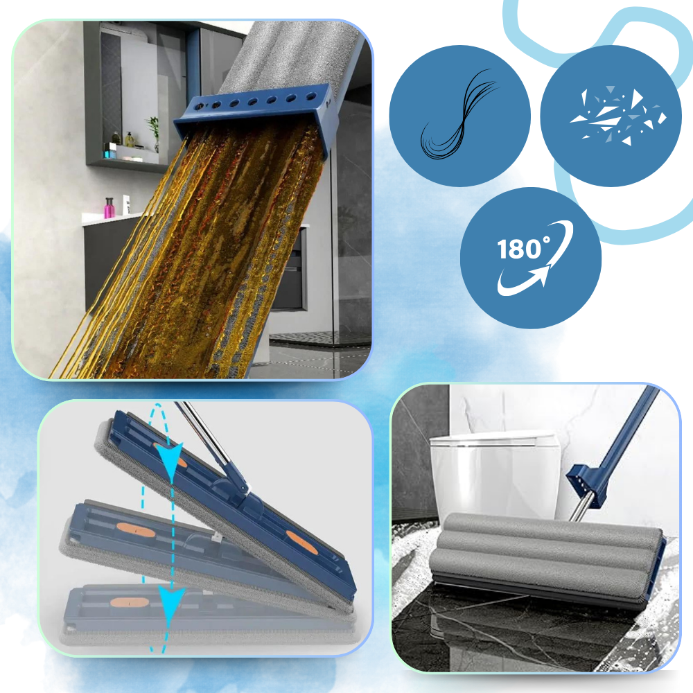 Set de fregona plana autoenrollable con cubo
- Ozerty