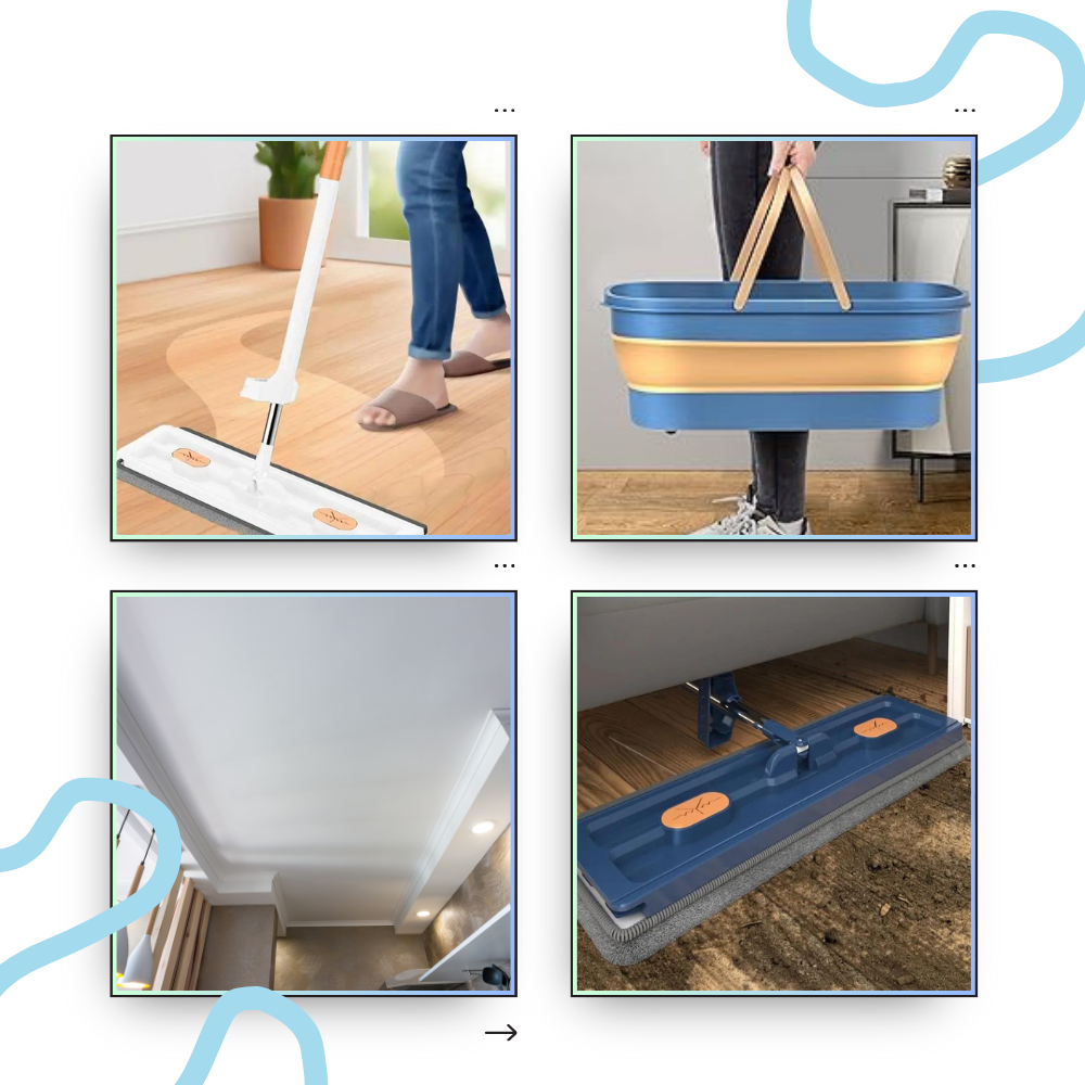 Set de fregona plana autoenrollable con cubo
- Ozerty