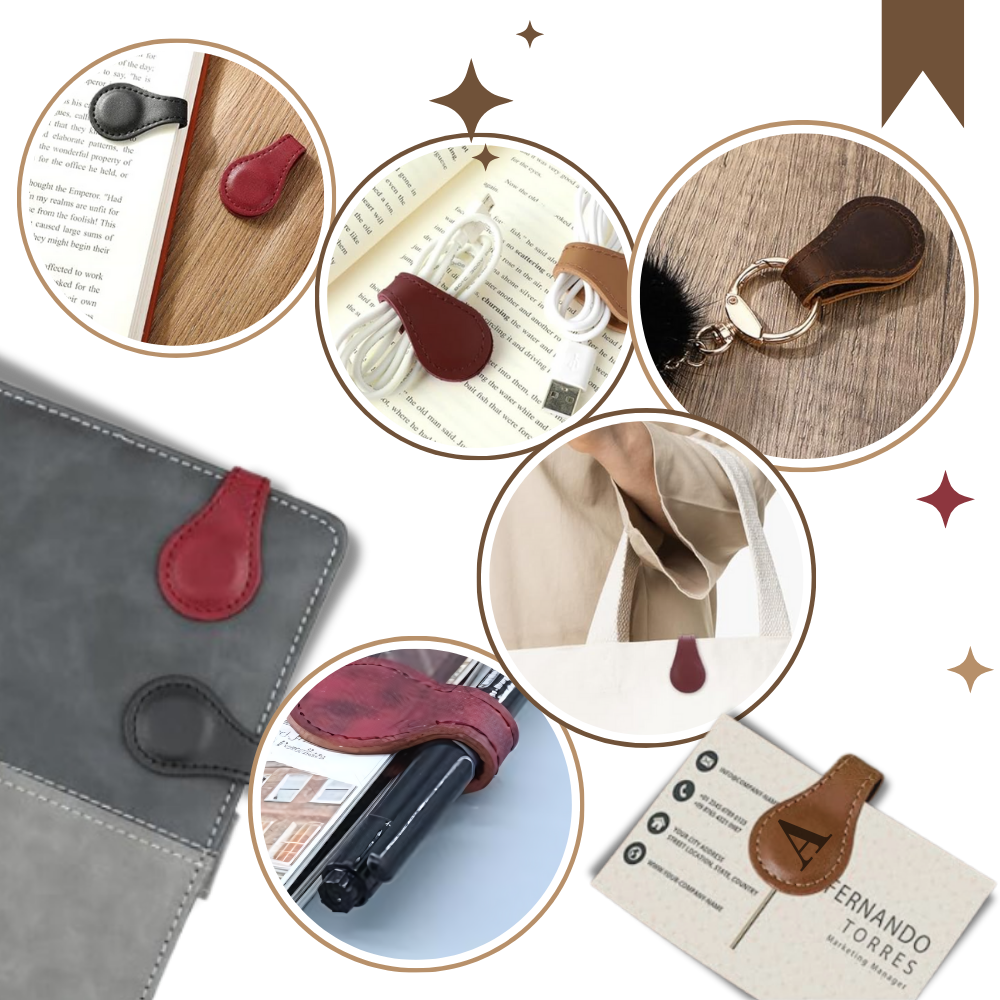 Elegante marcapáginas magnético de piel personalizable
- Ozerty