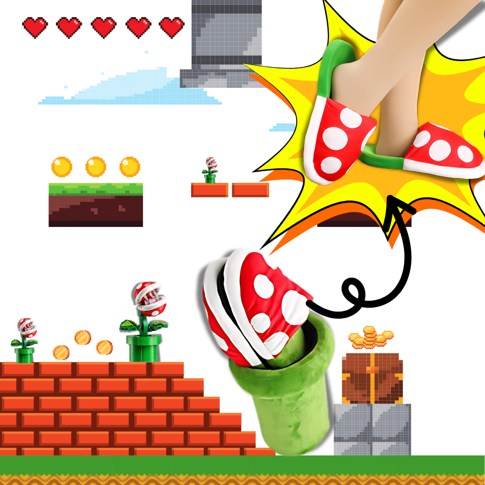 Zapatillas con forma de planta carnívora de Mario Bros
- Ozerty