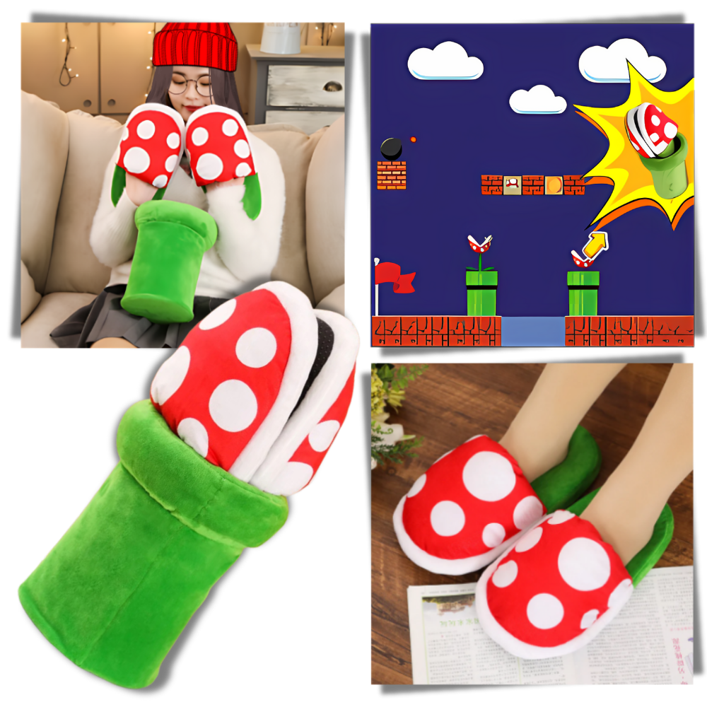 Zapatillas con forma de planta carnívora de Mario Bros
- Ozerty