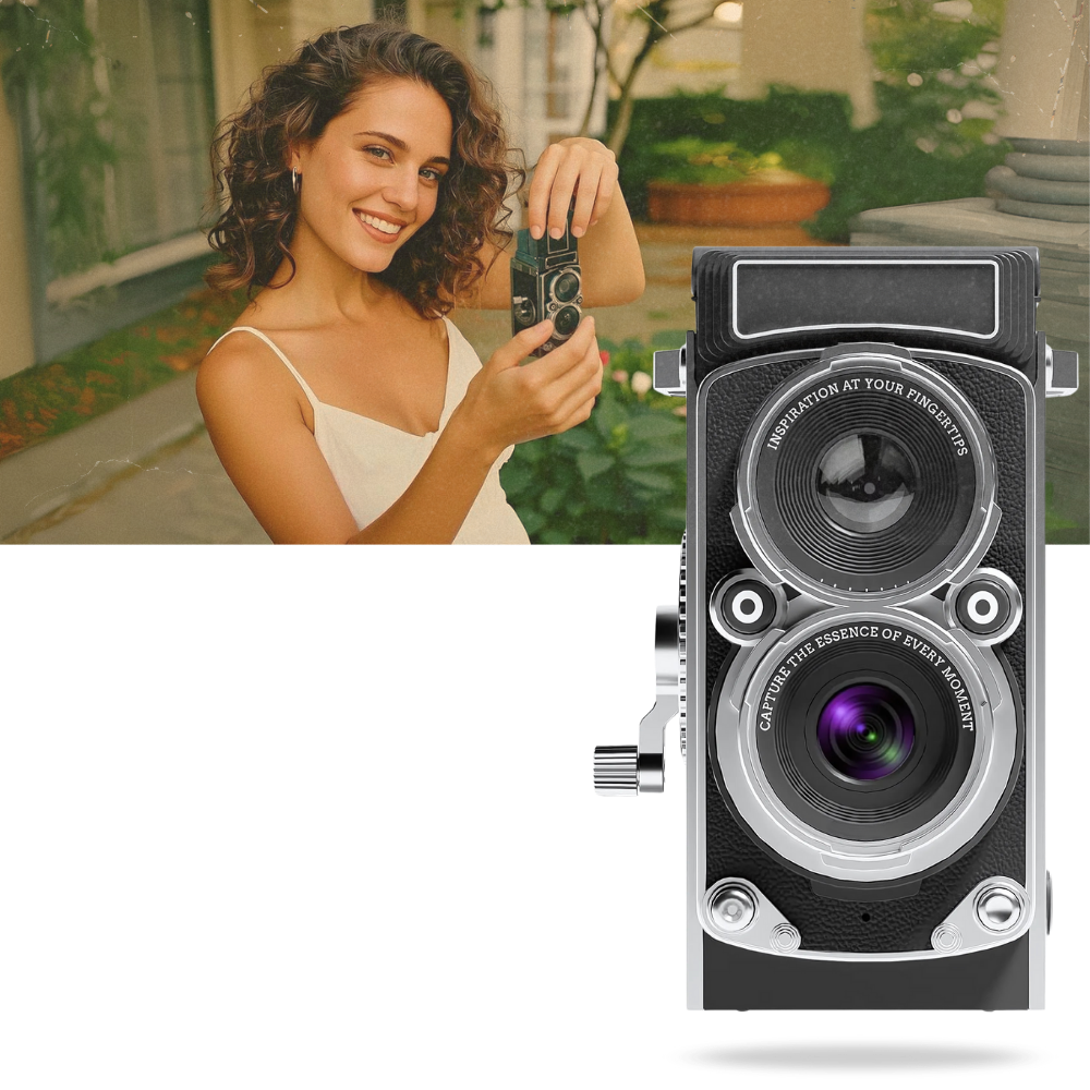 Cámara vintage de objetivos gemelos - Ozerty