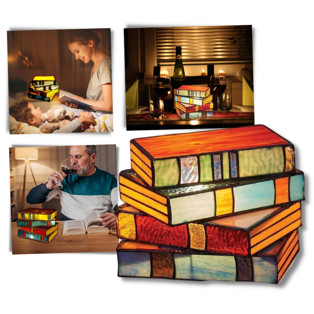 Lámpara atemporal con forma de libros apilados
- Ozerty