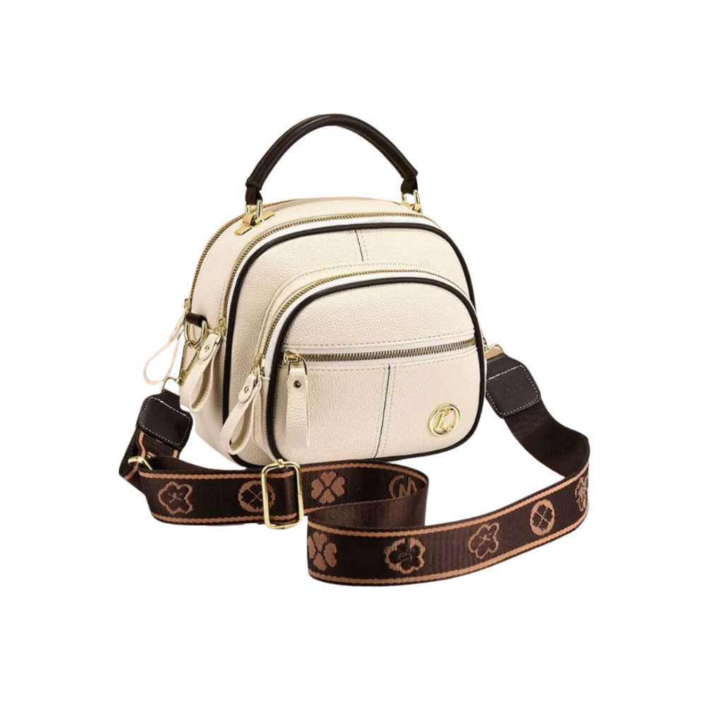 Bolso bandolera de piel vegana -Beige - Ozerty