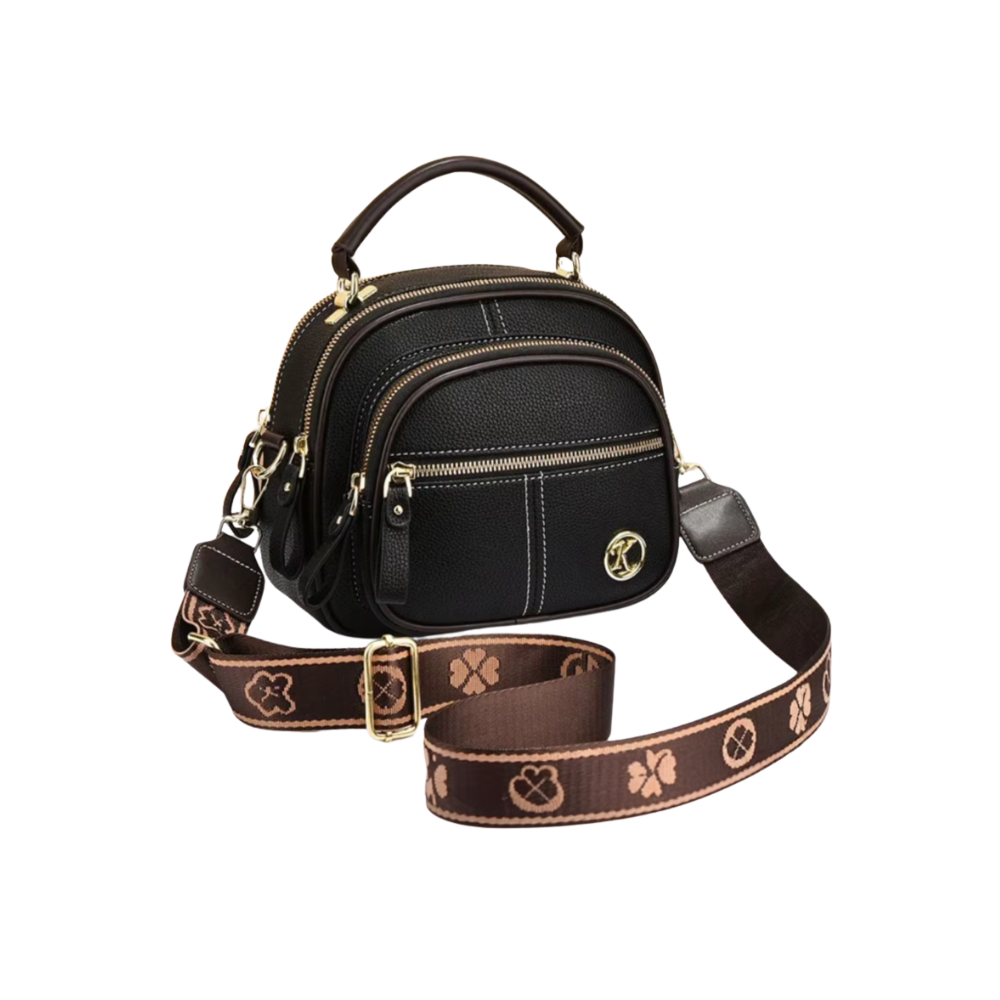 Bolso bandolera de piel vegana -Negro - Ozerty