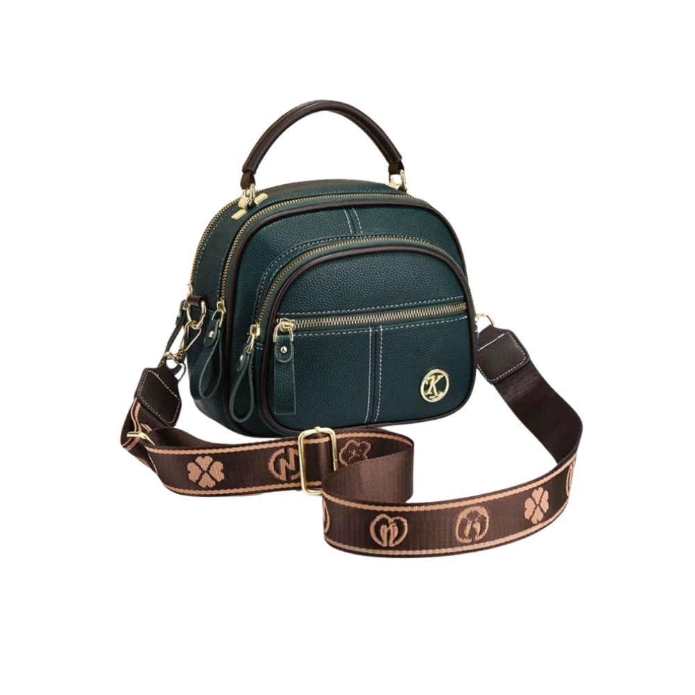 Bolso bandolera de piel vegana -Verde - Ozerty