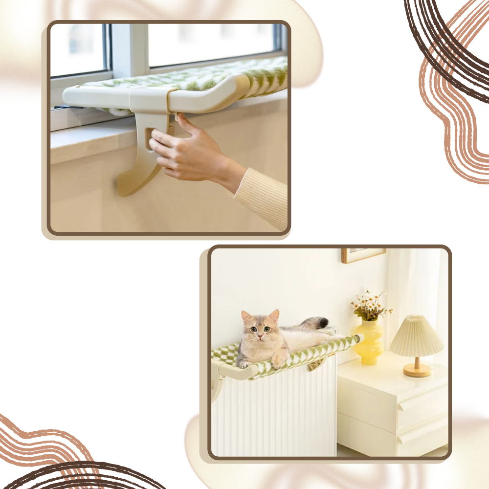Cama para gatos adherente a ventanas sin herramientas - Ozerty