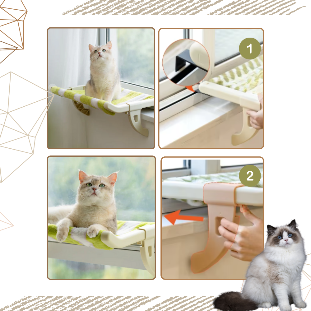 Cama para gatos adherente a ventanas sin herramientas - Ozerty