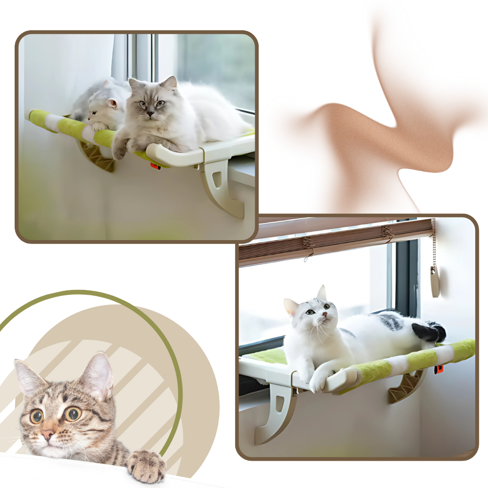 Cama para gatos adherente a ventanas sin herramientas - Ozerty
