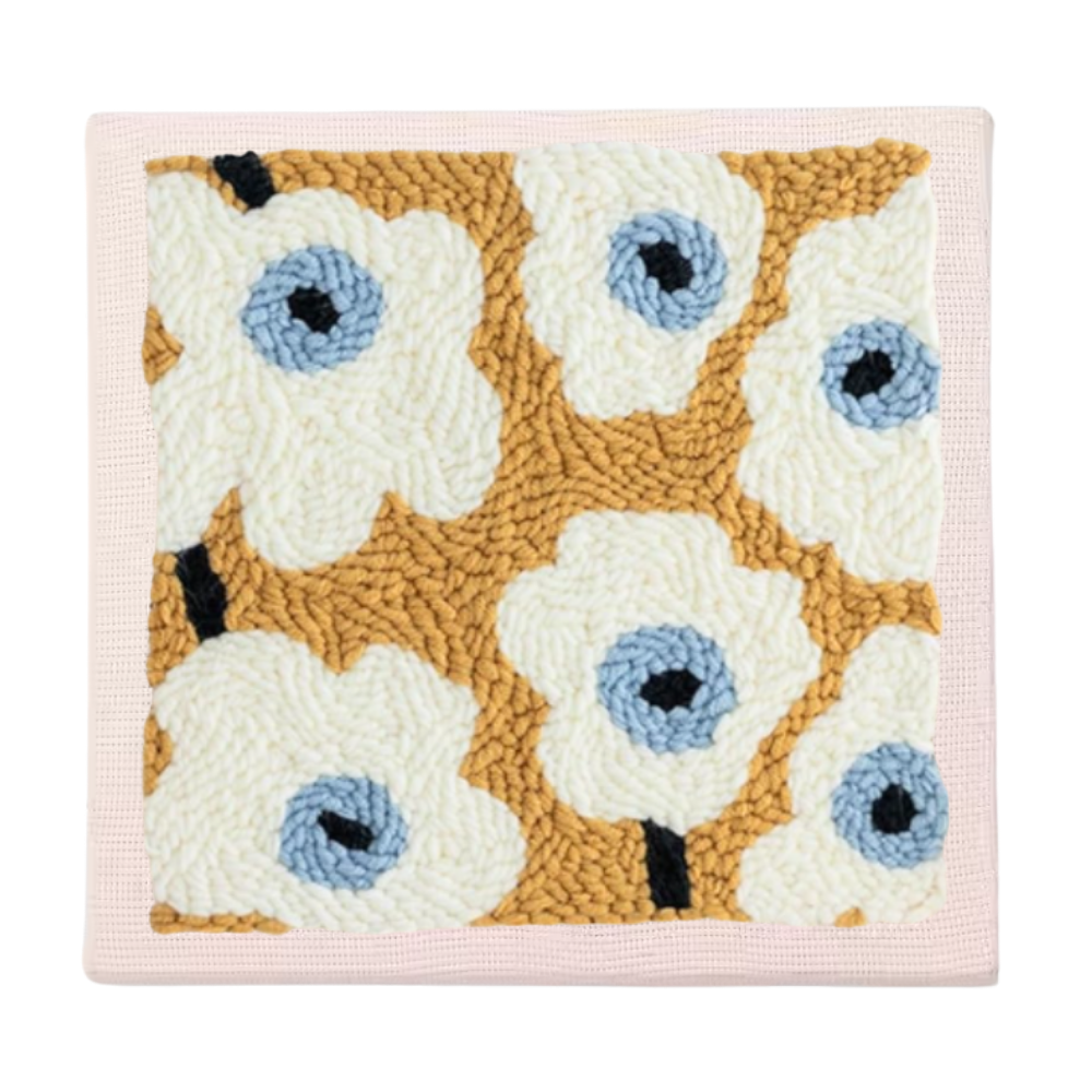 Kit de crochet con agujas e hilos -Kit flores azules - Ozerty