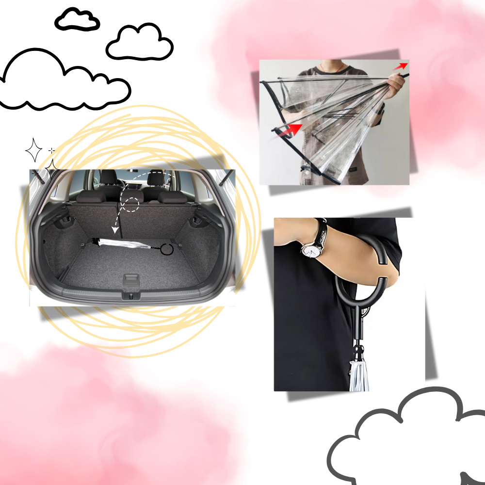 Paraguas transparente con correa para perros - Ozerty