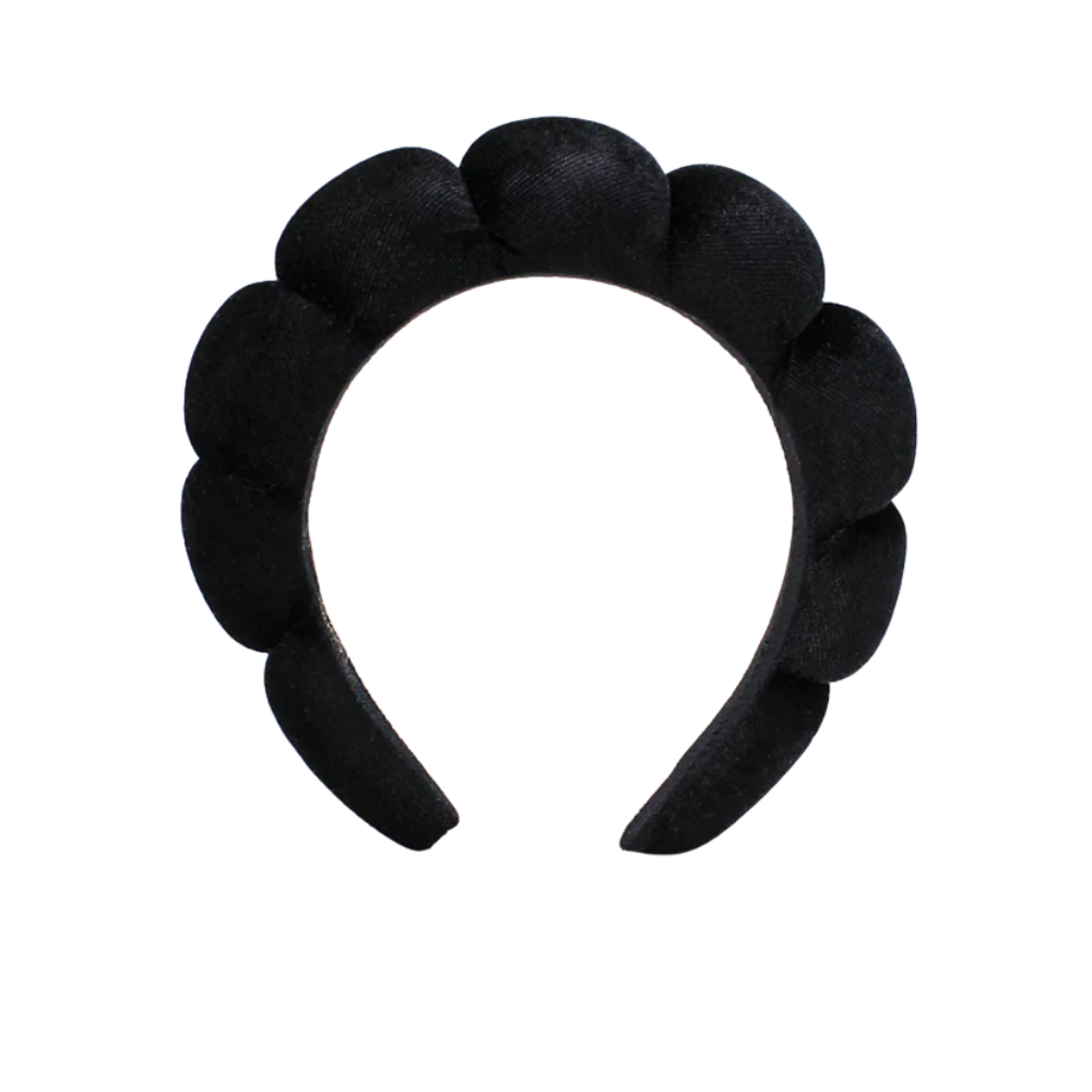 Diadema de terciopelo para el cuidado de la piel -Negro - Ozerty
