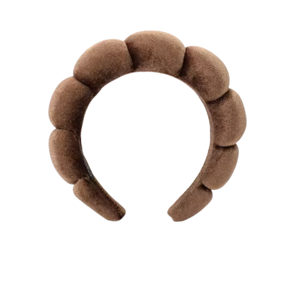 Diadema de terciopelo para el cuidado de la piel -Café - Ozerty