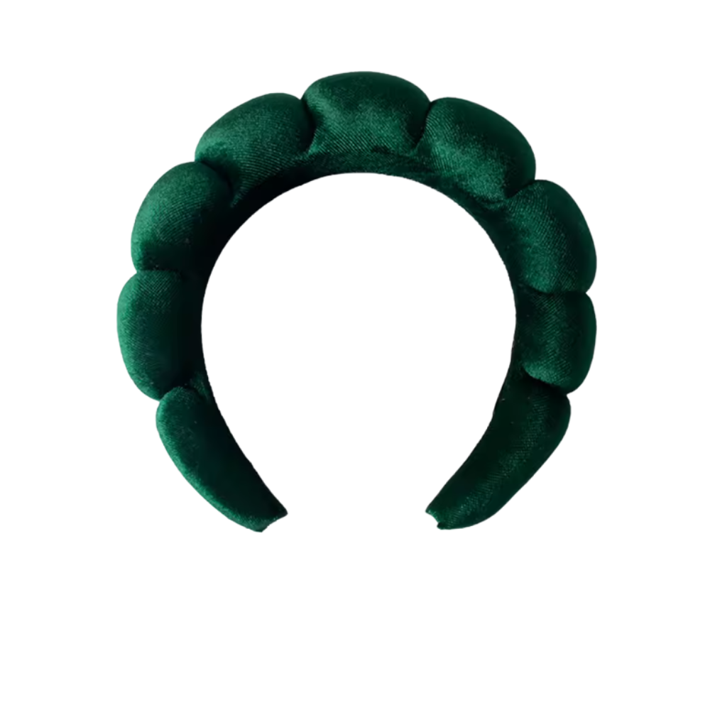 Diadema de terciopelo para el cuidado de la piel -Verde oscuro - Ozerty