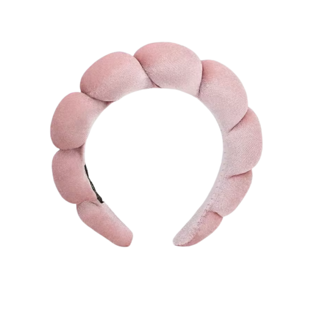 Diadema de terciopelo para el cuidado de la piel -Rosa empolvado - Ozerty