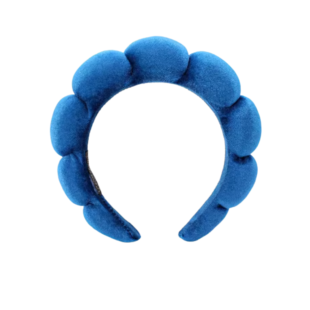 Diadema de terciopelo para el cuidado de la piel -Azul - Ozerty