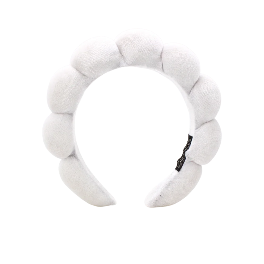 Diadema de terciopelo para el cuidado de la piel -Blanco - Ozerty