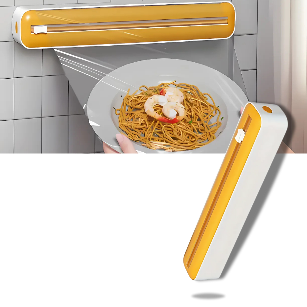 Dispensador De Papel De Aluminio Y Film Transparente - Con Cuchilla Cortadora, Magnético Y De Ventosa, Ajustable Para Rollos