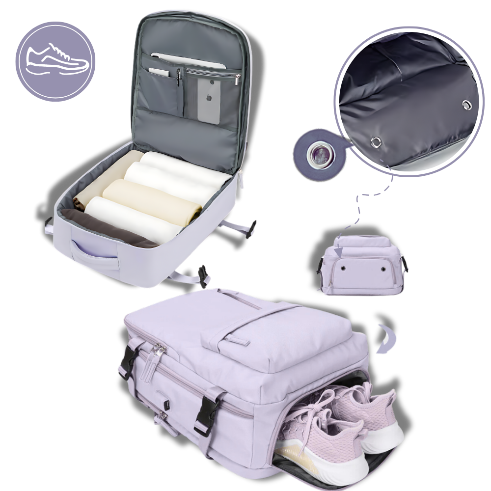 Mochila de viaje impermeable con carga USB
- Ozerty