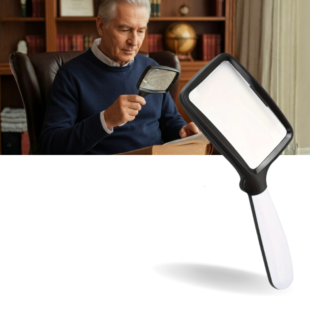 Lupa rectangular grande y luminosa para lectura - Ozerty