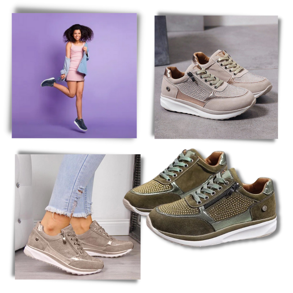 Zapatillas con cuña y cristales strass
- Ozerty