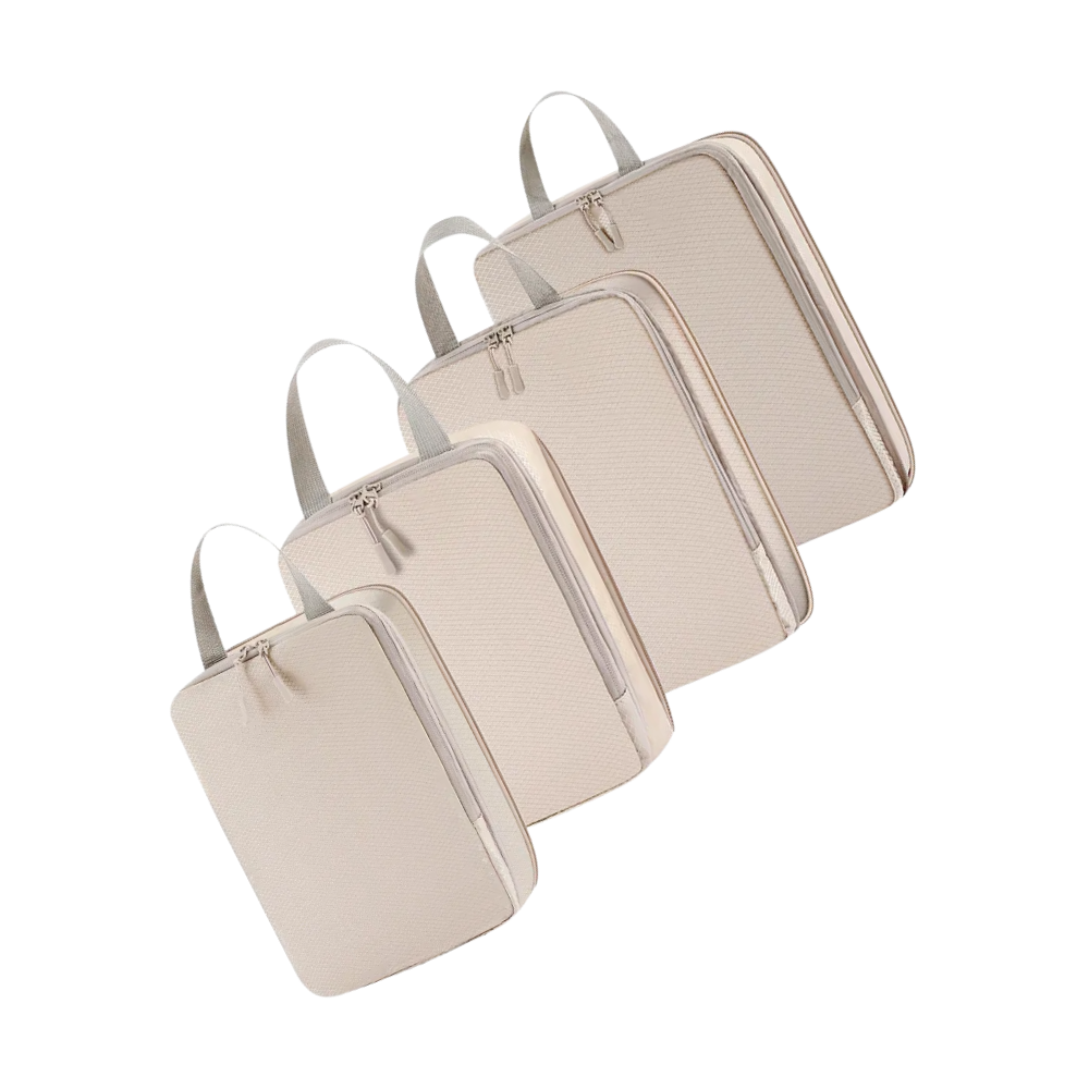 Set organizador de equipaje con cremallera -Beige - Ozerty