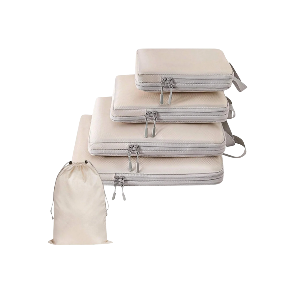 Set organizador de equipaje con cremallera -Beige - Ozerty