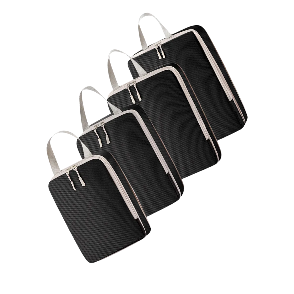 Set organizador de equipaje con cremallera -Negro - Ozerty