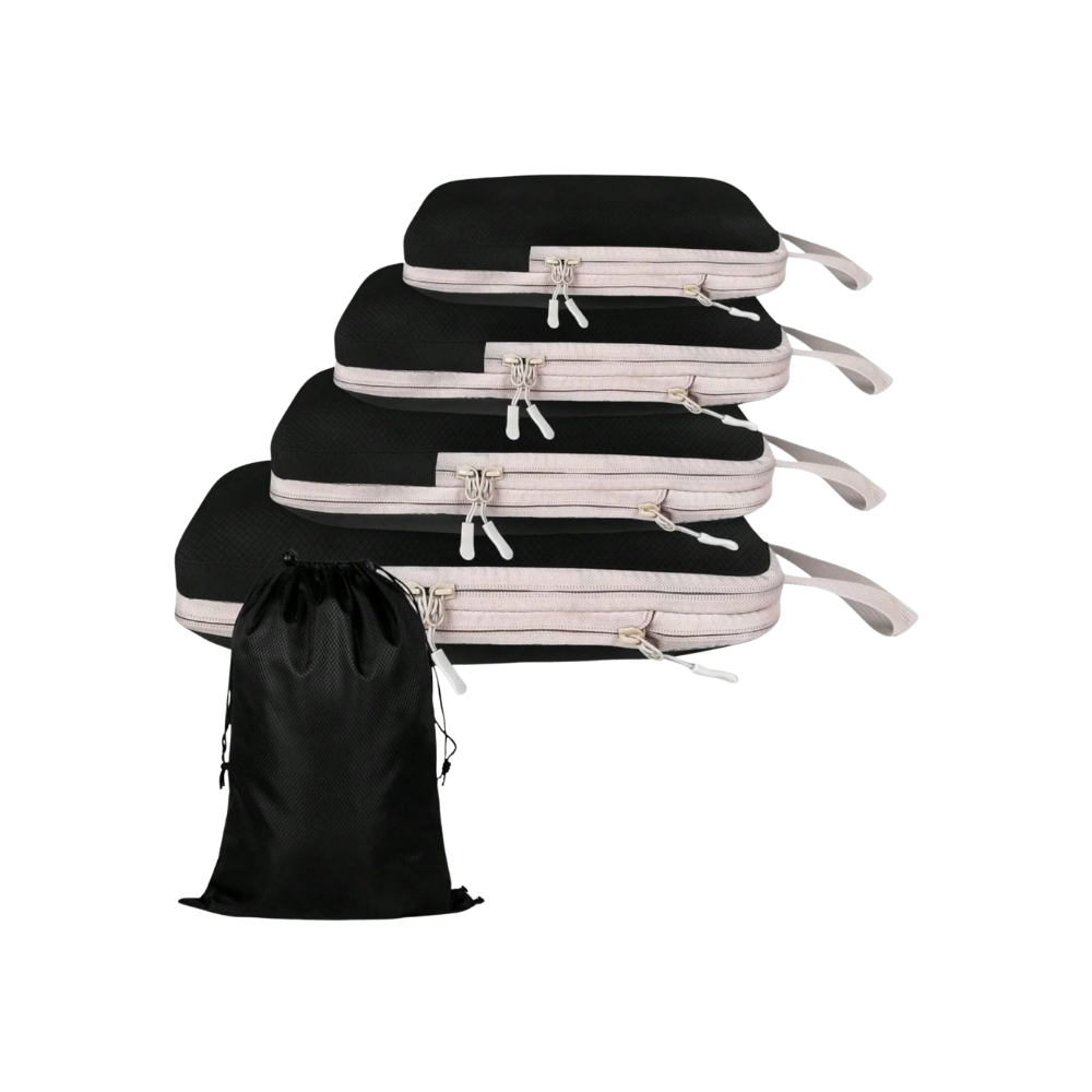 Set organizador de equipaje con cremallera -Negro - Ozerty