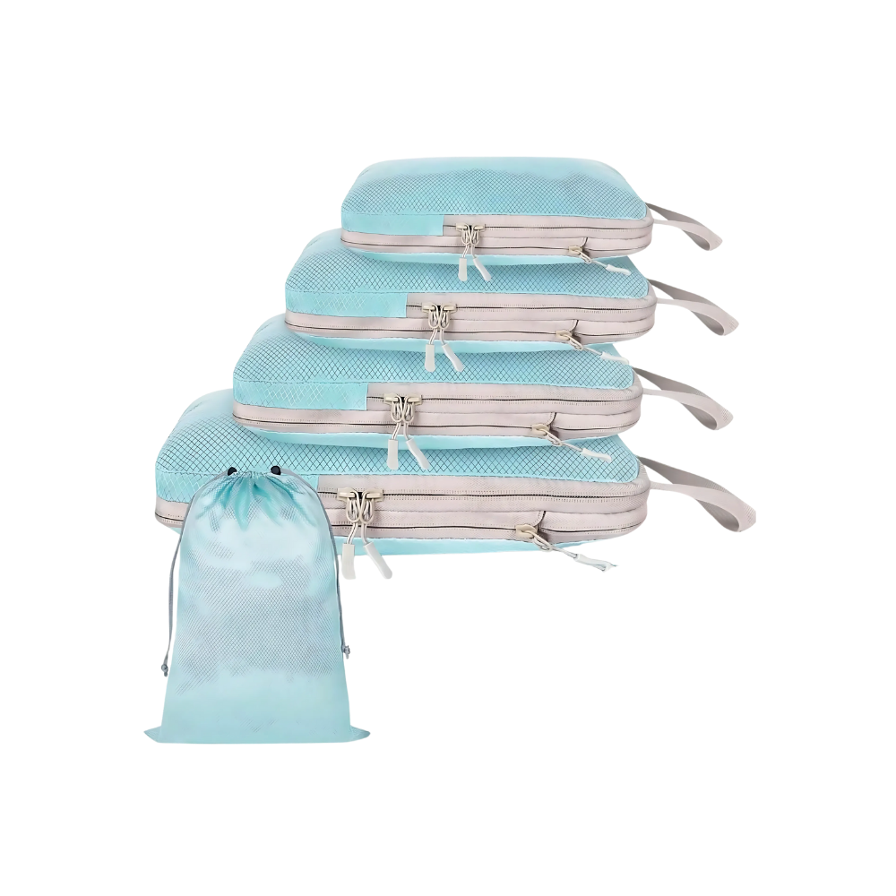 Set organizador de equipaje con cremallera -Azul - Ozerty