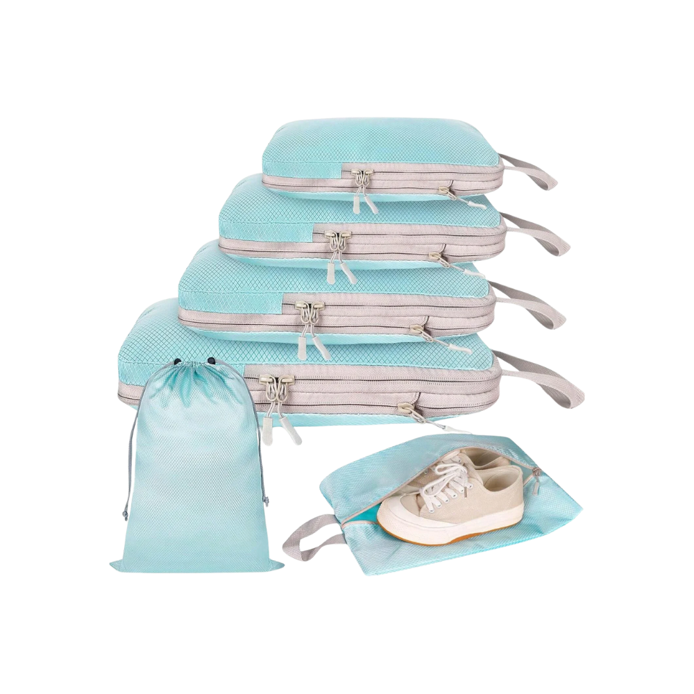 Set organizador de equipaje con cremallera -Azul - Ozerty