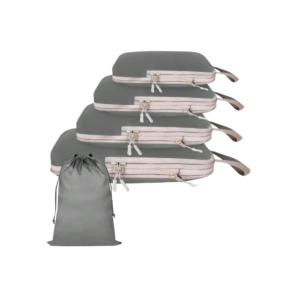 Set organizador de equipaje con cremallera -Gris - Ozerty