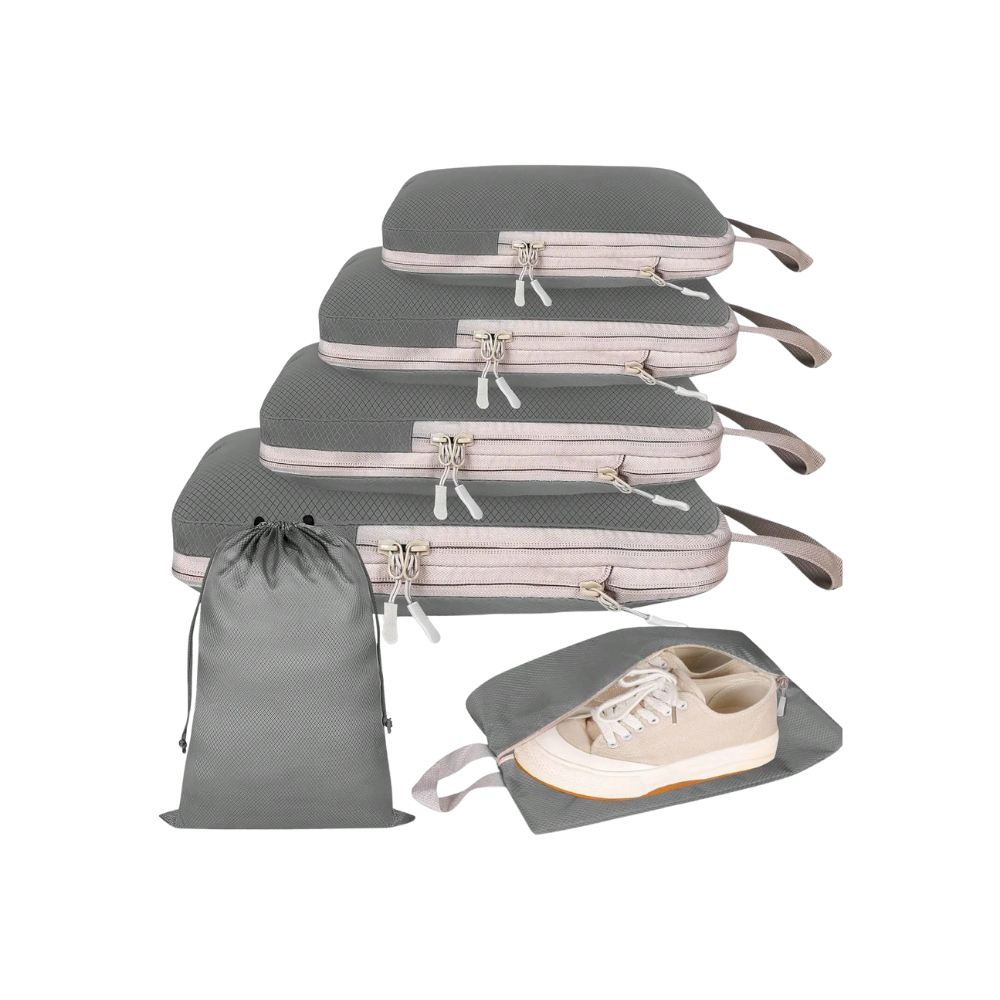 Set organizador de equipaje con cremallera -Gris - Ozerty