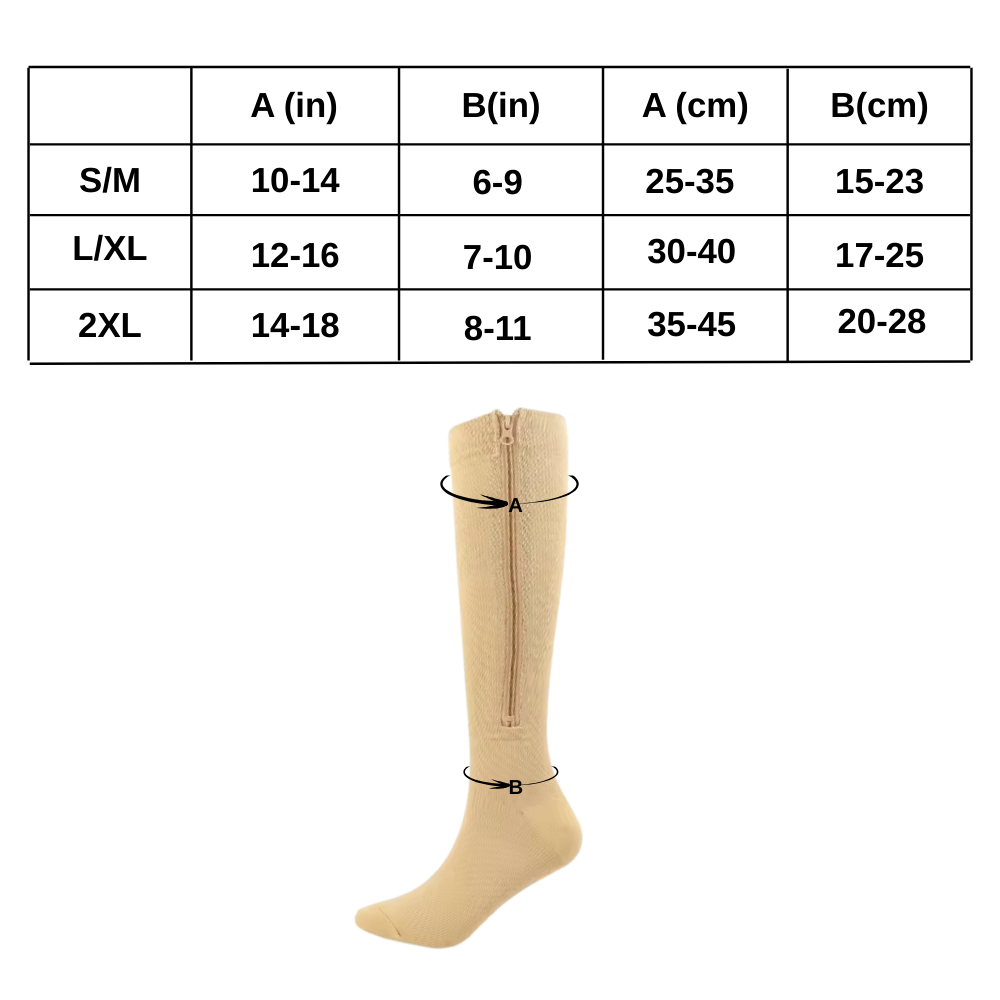 Calcetines de compresión hasta la rodilla con cremallera - Ozerty