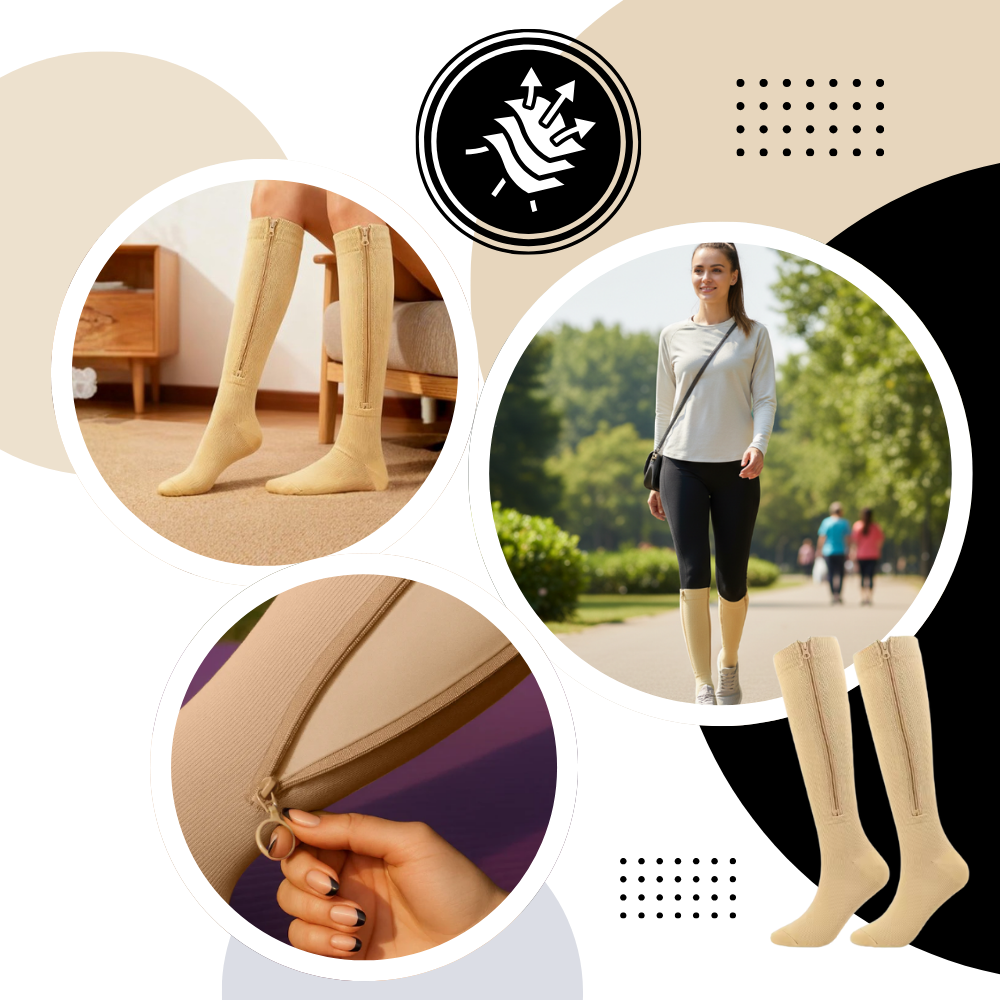 Calcetines de compresión hasta la rodilla con cremallera - Ozerty